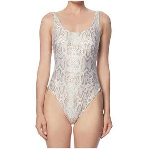 NEW CARMEN MARC VALVO classic zipper one piece swimsuit in weave ivory